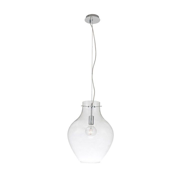 Idolite Ivy Polished Chrome Finish Single Pendant Light C/W Clear Glass