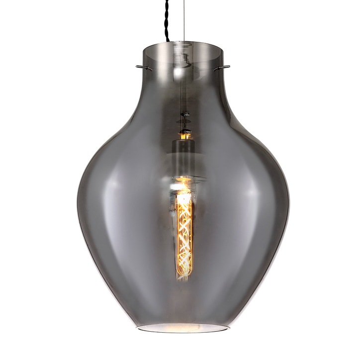 Idolite Ivy Polished Chrome Finish Single Pendant Light C/W Smoked Glass