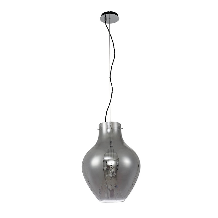 Idolite Ivy Polished Chrome Finish Single Pendant Light C/W Smoked Glass