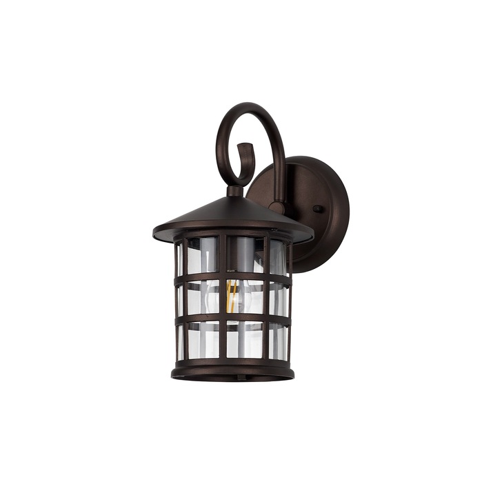 Idolite Jada Antique Bronze Finish Exterior Wall Light C/W Clear Glass - IP44