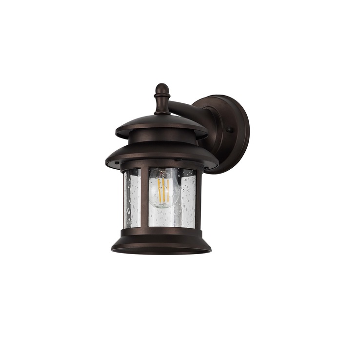 Idolite Jada Antique Bronze Finish Exterior Wall Light C/W Clear Seeded Glass - IP44