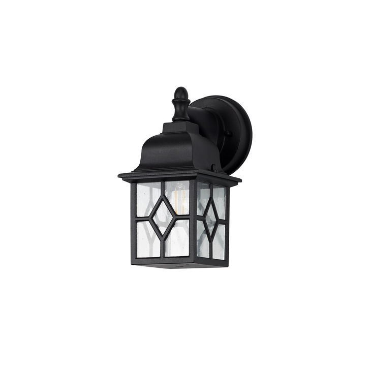 Idolite Jada Sand Black Finish Exterior Wall Light C/W Clear Seeded Glass - IP44