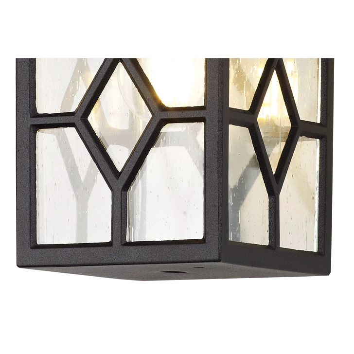 Idolite Jada Sand Black Finish Exterior Wall Light C/W Clear Seeded Glass - IP44