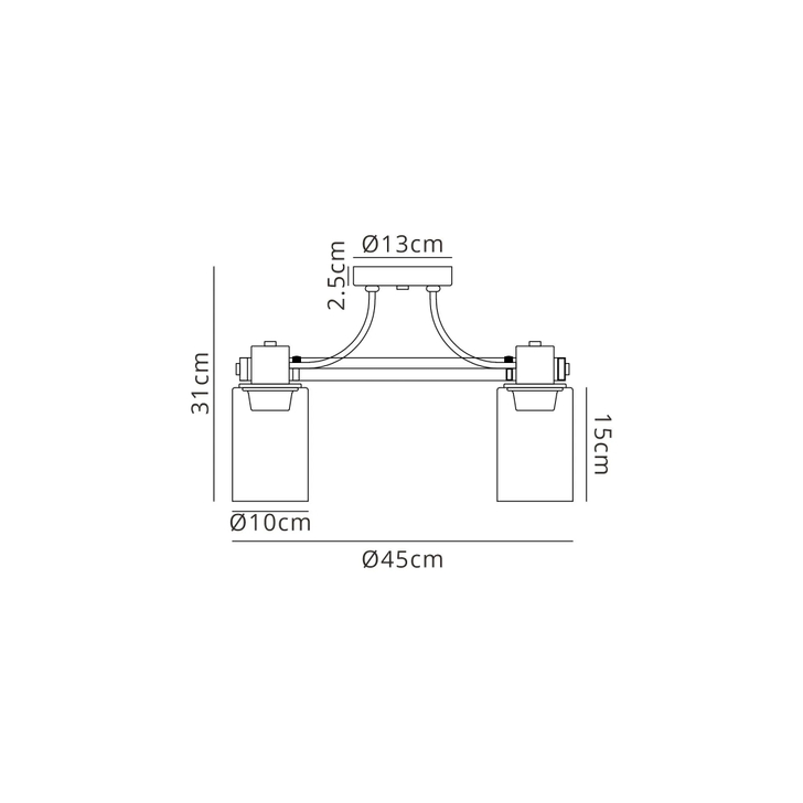 Idolite Karakoram 3 Light Semi Flush Brown Oxide Ceiling Light Complete With Clear Glasses