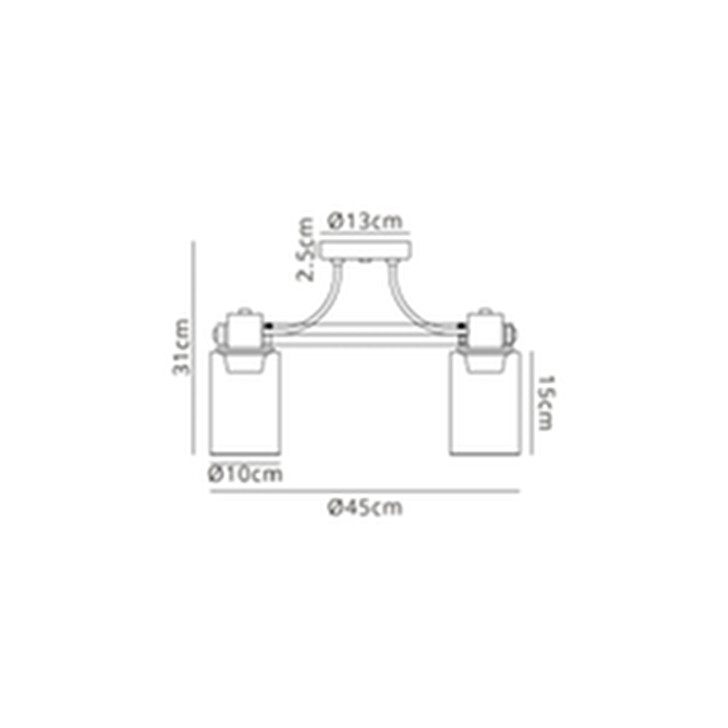 Idolite Karakoram 3 Light Semi Flush Brown Oxide Ceiling Light Complete With Clear Glasses