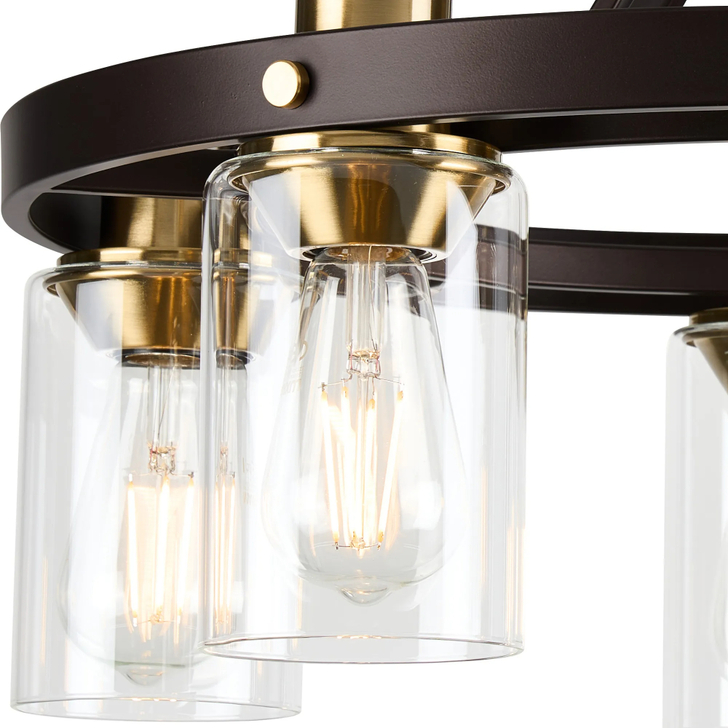 Idolite Karakoram 5 Light Semi Flush Brown Oxide Ceiling Light Complete With Clear Glasses