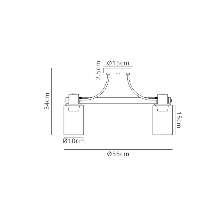 Idolite Karakoram 5 Light Semi Flush Brown Oxide Ceiling Light Complete With Clear Glasses