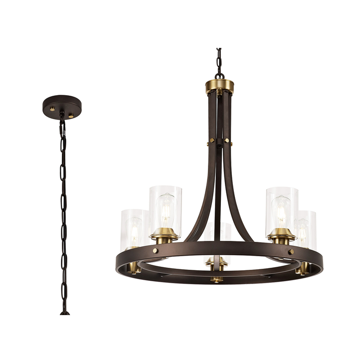 Idolite Karakoram Brown Oxide Finish 5 Light Pendant