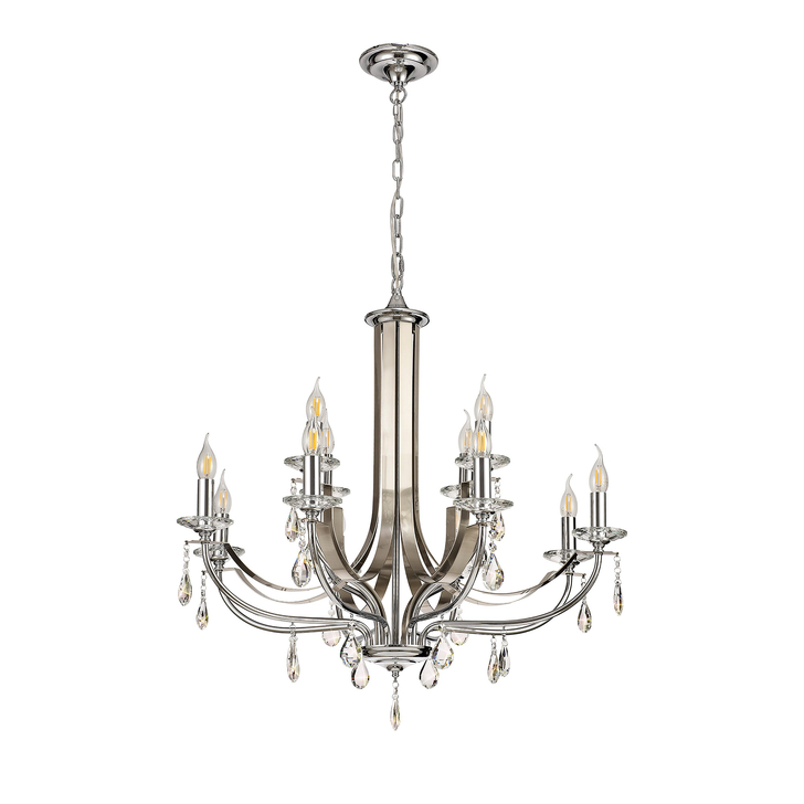 Idolite Kunlun Polished Chrome Finish 12 Light Crystal Chandelier