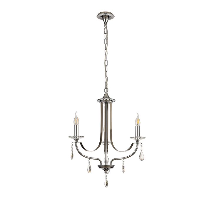 Idolite Kunlun Polished Chrome Finish 3 Light Crystal Chandelier