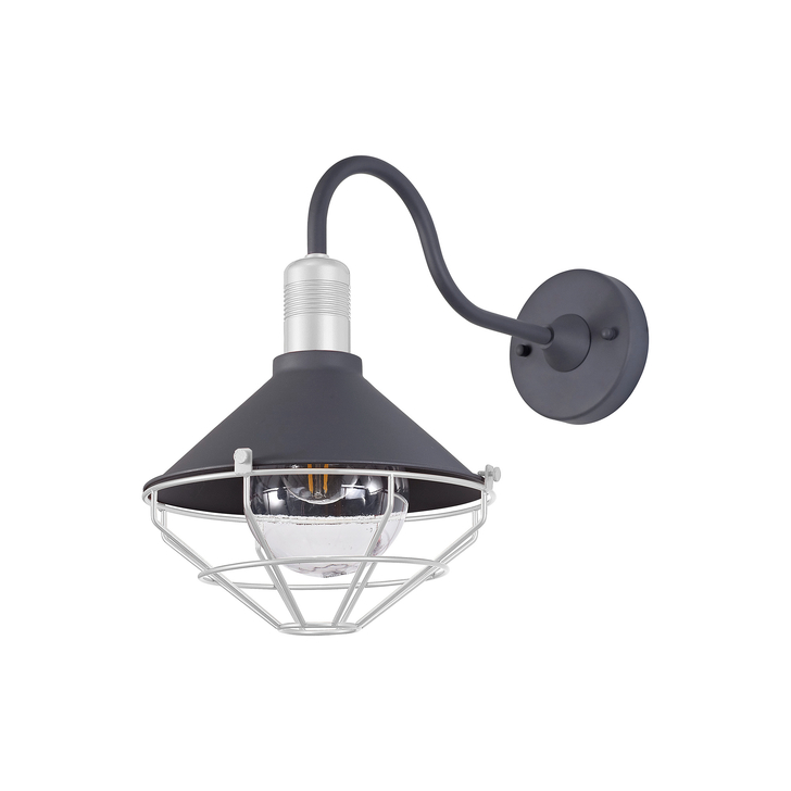 Idolite Lenin Anthracite/Matt White Large Industrial Exterior Wall Light - IP65