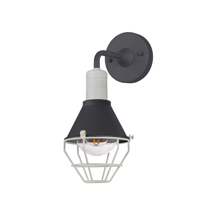 Idolite Lenin Anthracite/Matt White Small Industrial Exterior Wall Light - IP65