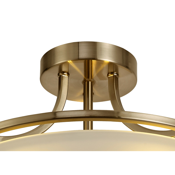 Idolite Lepontine Antique Brass 3 Light Semi Flush Ceiling Light