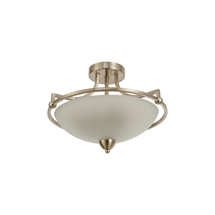 Idolite Lepontine Satin Nickel Finish 3 Light Semi Flush Ceiling Light