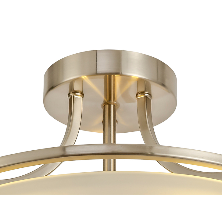 Idolite Lepontine Satin Nickel Finish 3 Light Semi Flush Ceiling Light