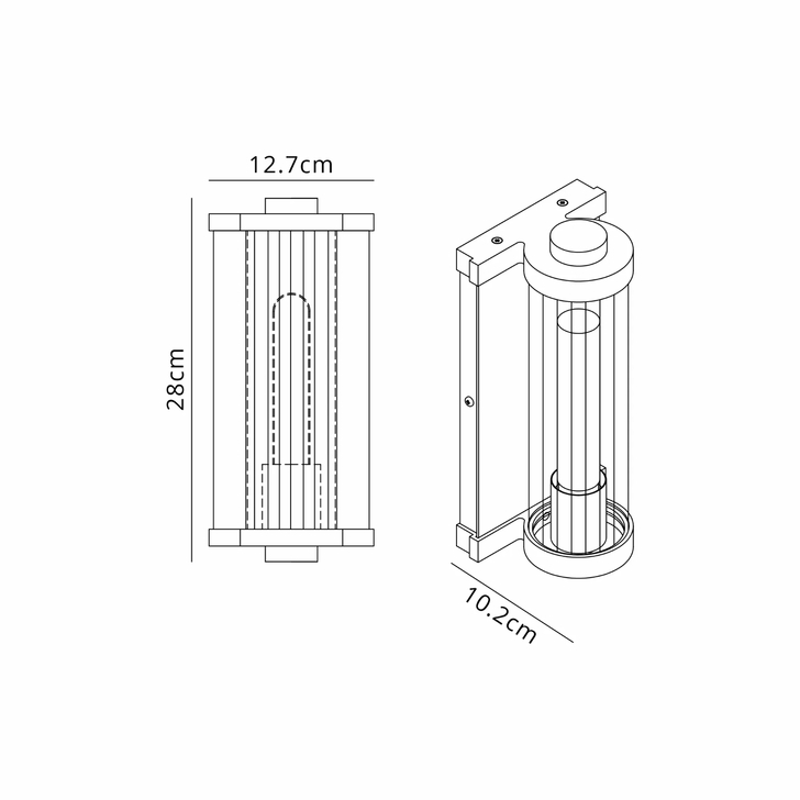 Idolite Limasol Matt Bronze Bathroom Wall Light Complete With Clear Ribbed Glass Shade