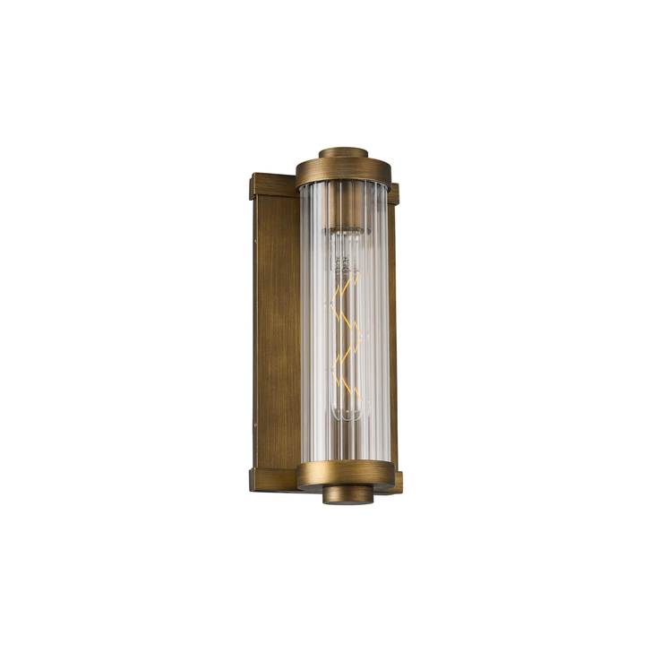 Idolite Limasol Matt Bronze Bathroom Wall Light Complete With Clear Ribbed Glass Shade
