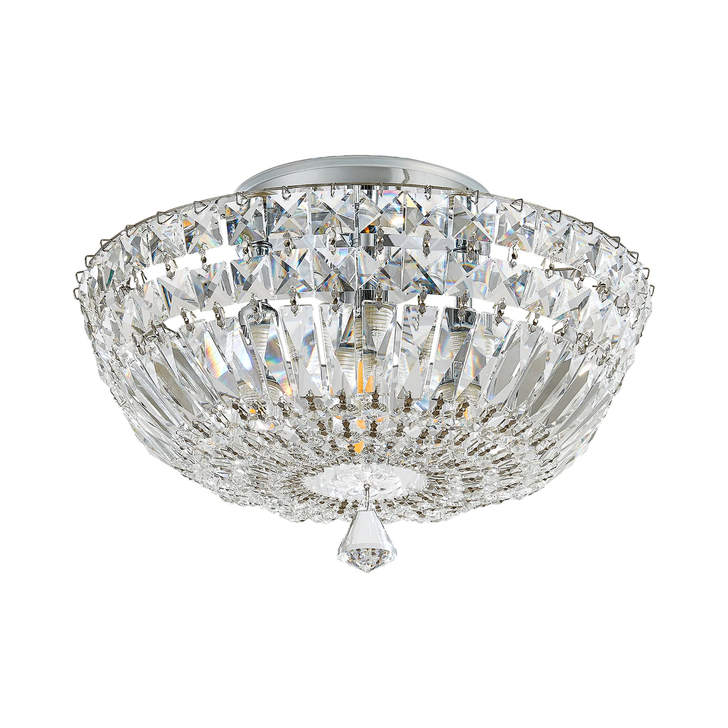 Idolite Lomax 31cm Flush Crystal Bathroom Ceiling Light Polished Chrome - IP44