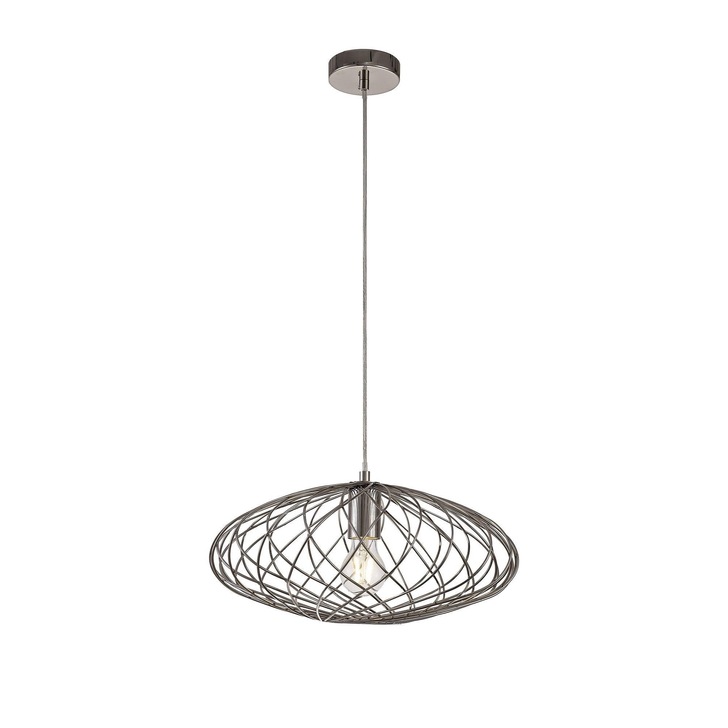 Idolite Loughton Polished Nickel Eliptical Sphere Single Pendant