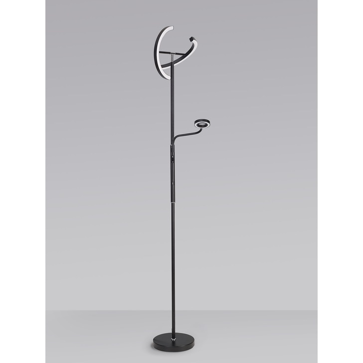 Idolite Mayor Black 2 Light Adjustable Led Floor Lamp C/W Remote Control - 3000K-6000K