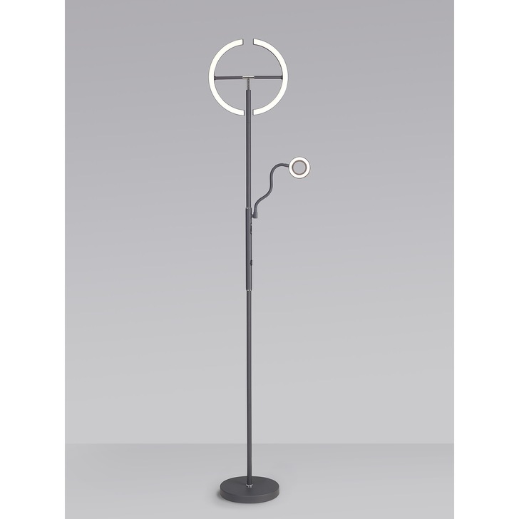 Idolite Mayor Dark Grey 2 Light Adjustable Led Floor Lamp C/W Remote Control - 3000K-6000K