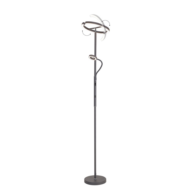 Idolite Mayor Dark Grey 2 Light Adjustable Led Floor Lamp C/W Remote Control - 3000K-6000K