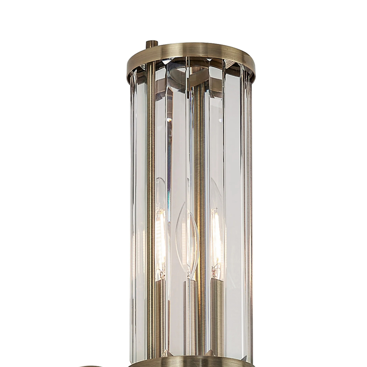 Idolite Million 2 Light Antique Brass Up And Down Crystal Bathroom Wall Light - IP44