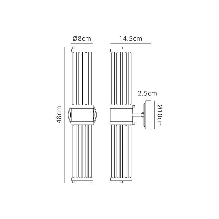 Idolite Million 2 Light Antique Brass Up And Down Crystal Bathroom Wall Light - IP44