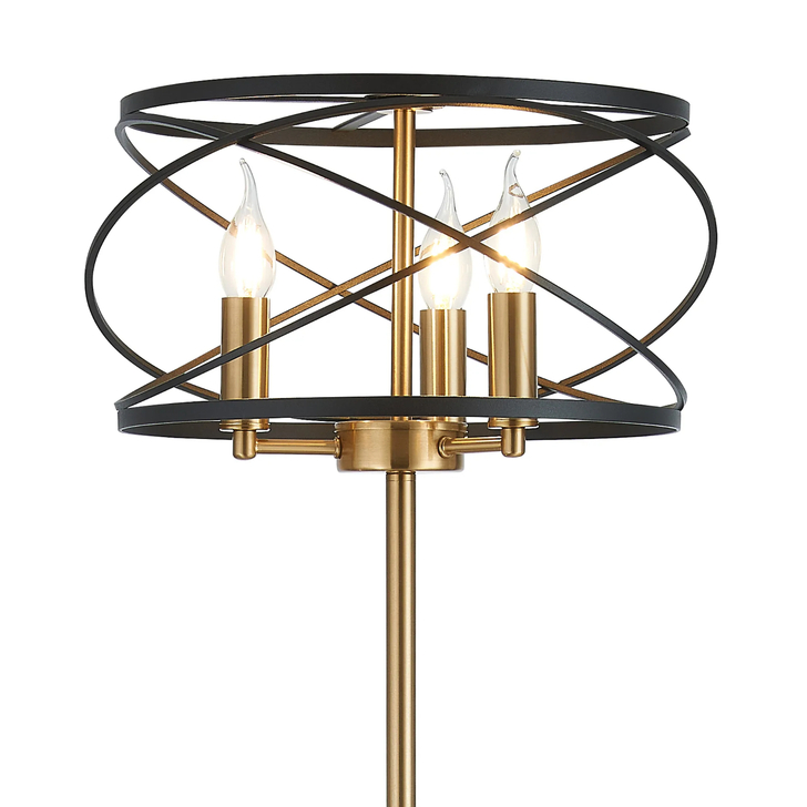 Idolite Monument 3 Light Floor Lamp Black/Satin Gold