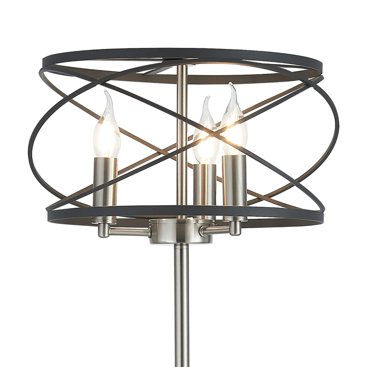 Idolite Monument 3 Light Floor Lamp Graphite/Satin Nickel