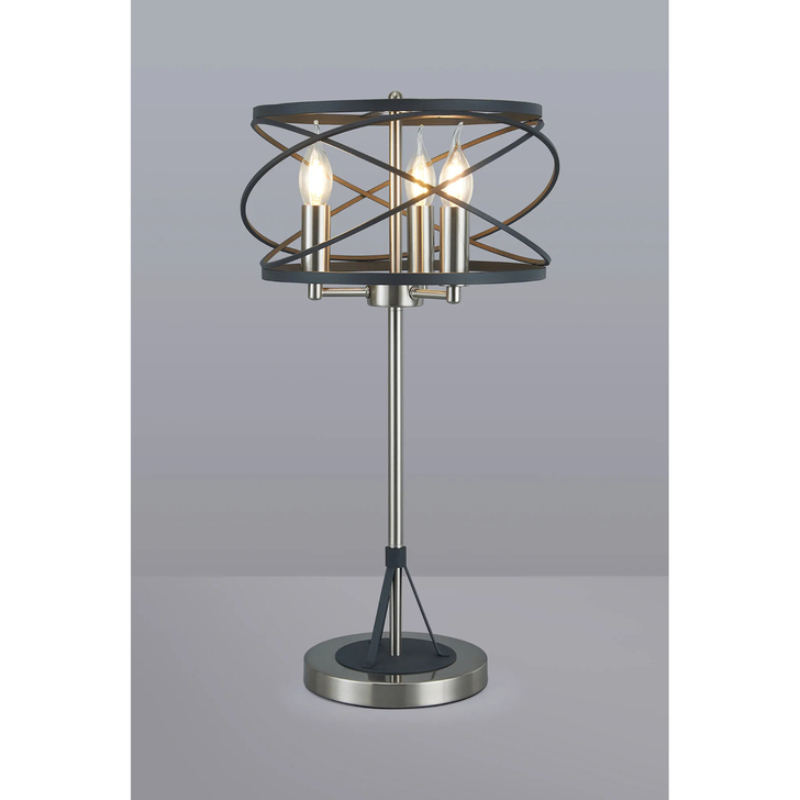Idolite Monument 3 Light Table Lamp Graphite/Satin Nickel