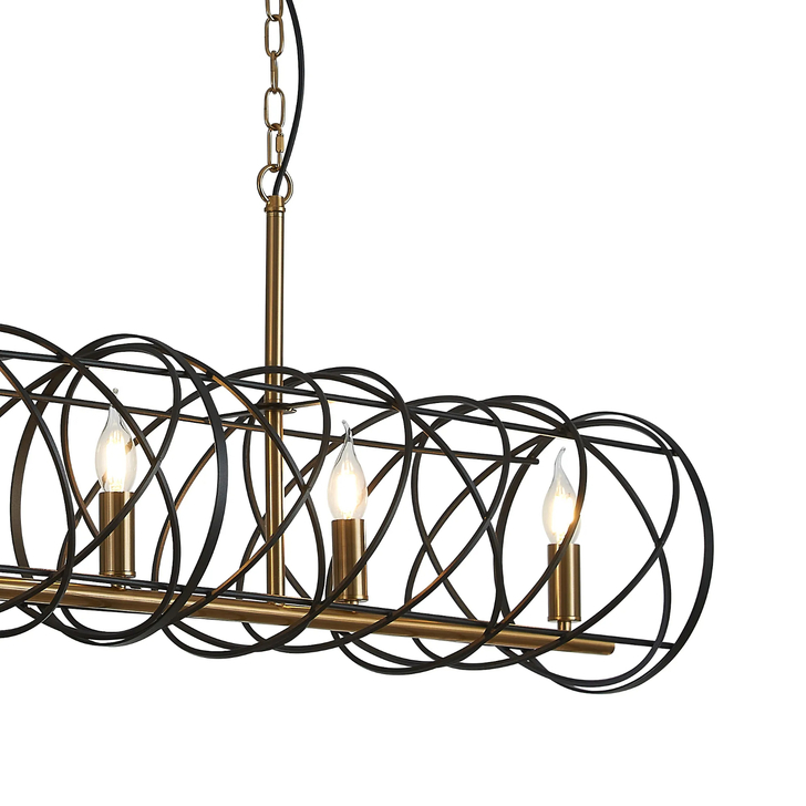 Idolite Monument 5 Light Linear Bar Pendant Black/Satin Gold