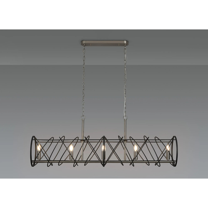 Idolite Monument 5 Light Linear Bar Pendant Graphite/Satin Nickel