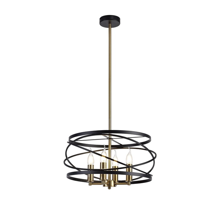 Idolite Monument Black/Satin Gold 4 Light Pendant