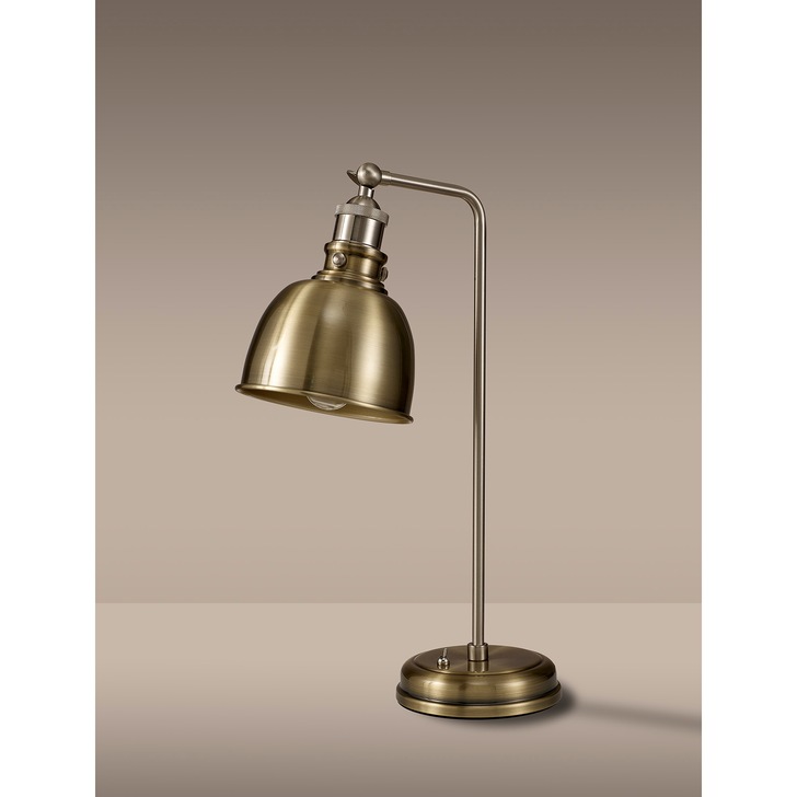 Idolite Musala Antique Brass Adjustable Table Lamp With Satin Nickel & Gold Detailing