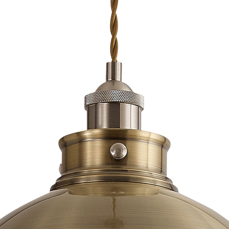 Idolite Musala Antique Brass Large Single Pendant Light With Satin Nickel & Gold Detailing