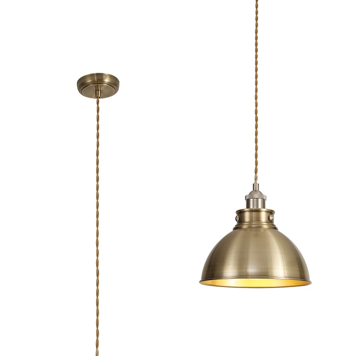 Idolite Musala Antique Brass Medium Single Pendant Light With Satin Nickel & Gold Detailing