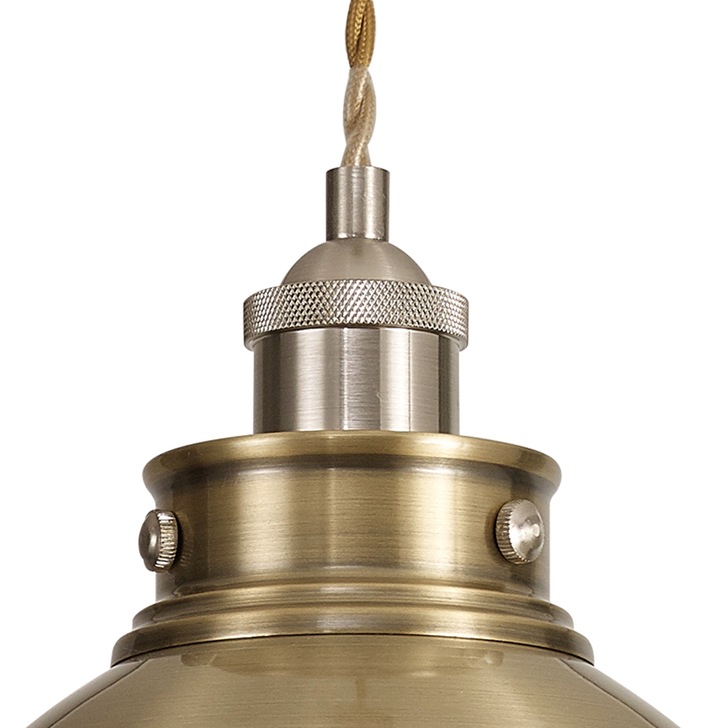 Idolite Musala Antique Brass Medium Single Pendant Light With Satin Nickel & Gold Detailing