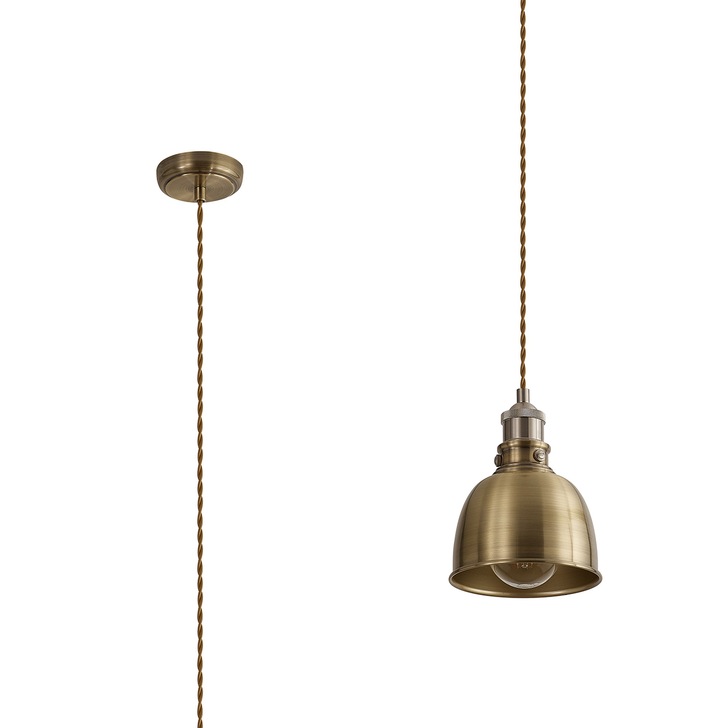 Idolite Musala Antique Brass Small Single Pendant Light With Satin Nickel & Gold Detailing