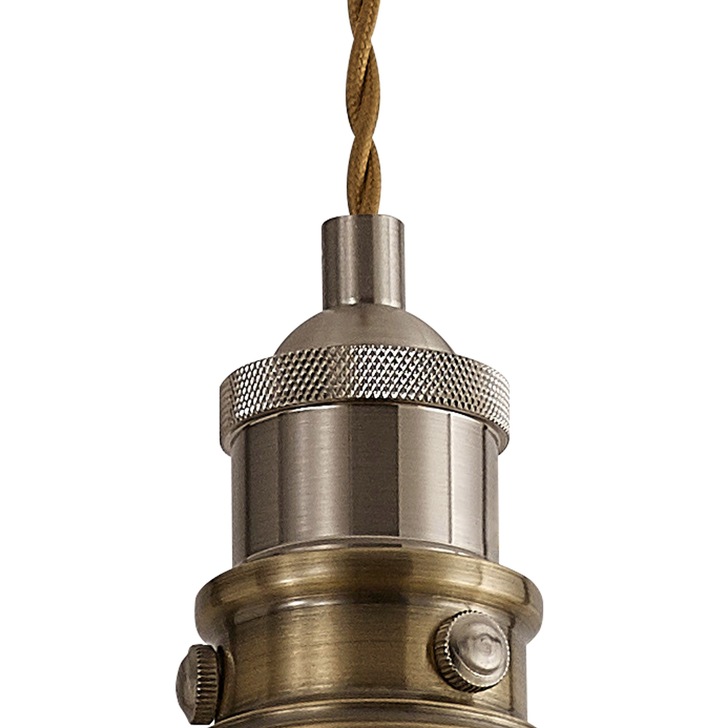 Idolite Musala Antique Brass Small Single Pendant Light With Satin Nickel & Gold Detailing