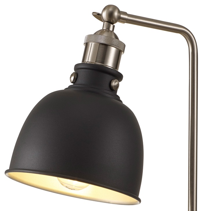 Idolite Musala Graphite Adjustable Table Lamp With Satin Nickel & Silver Detailing