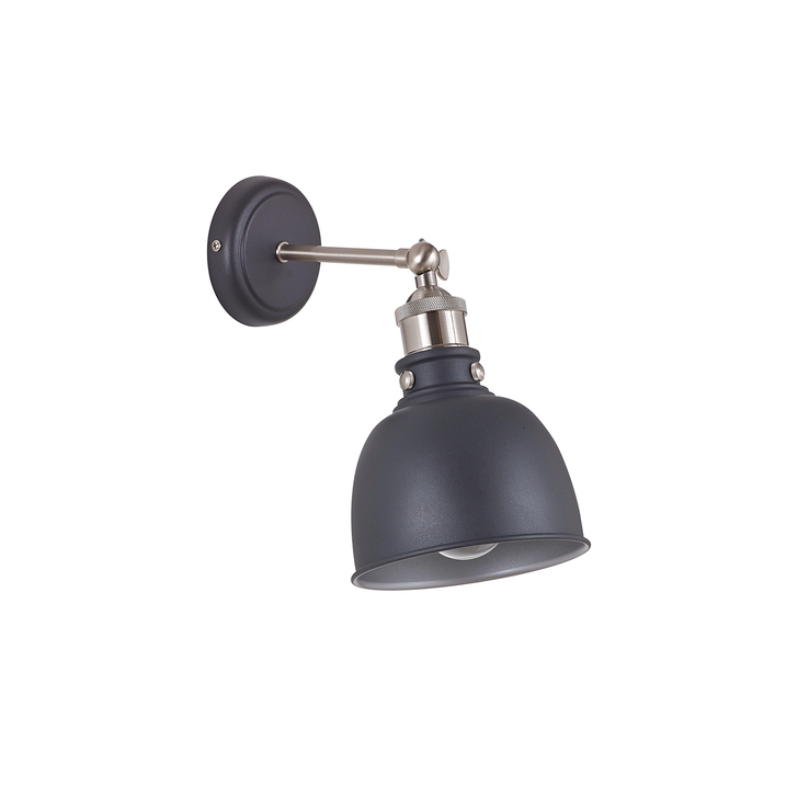 Idolite Musala Graphite Adjustable Wall Light With Satin Nickel & Silver Detailing