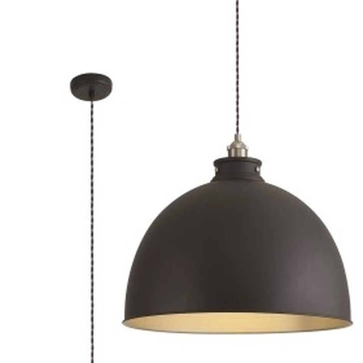 Idolite Musala Graphite Extra Large Single Pendant Light With Satin Nickel & Silver Detailing