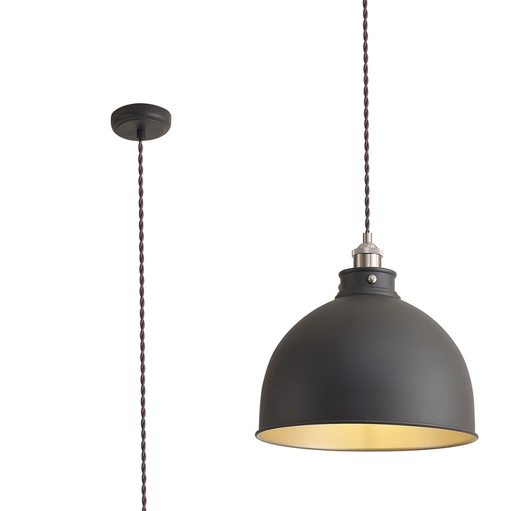 Idolite Musala Graphite Large Single Pendant Light With Satin Nickel & Silver Detailing