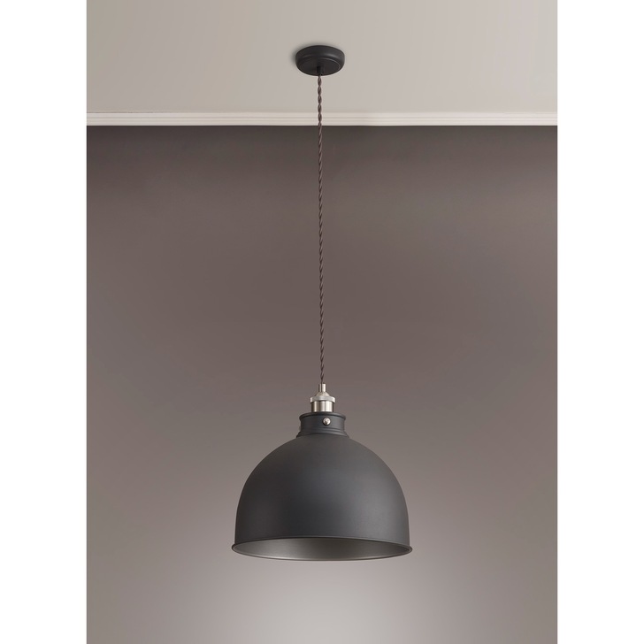 Idolite Musala Graphite Large Single Pendant Light With Satin Nickel & Silver Detailing