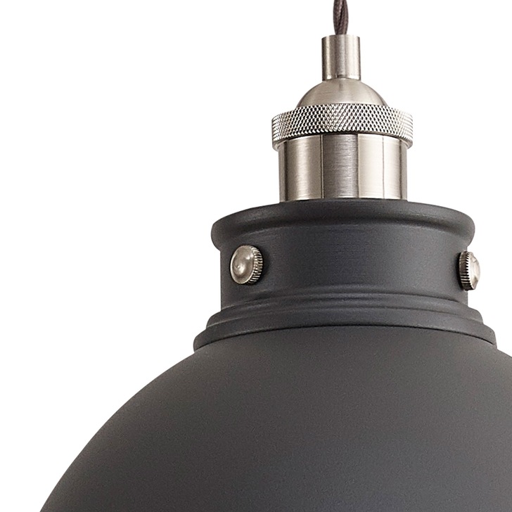 Idolite Musala Graphite Medium Single Pendant Light With Satin Nickel & Silver Detailing