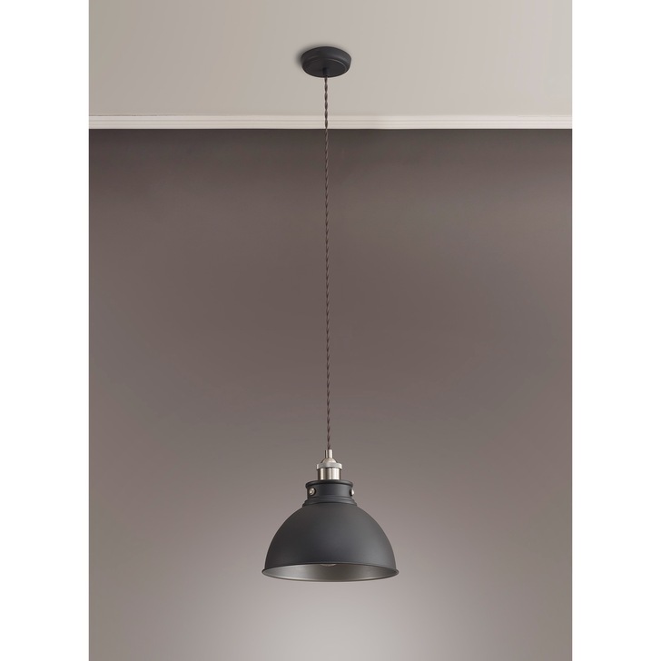 Idolite Musala Graphite Medium Single Pendant Light With Satin Nickel & Silver Detailing