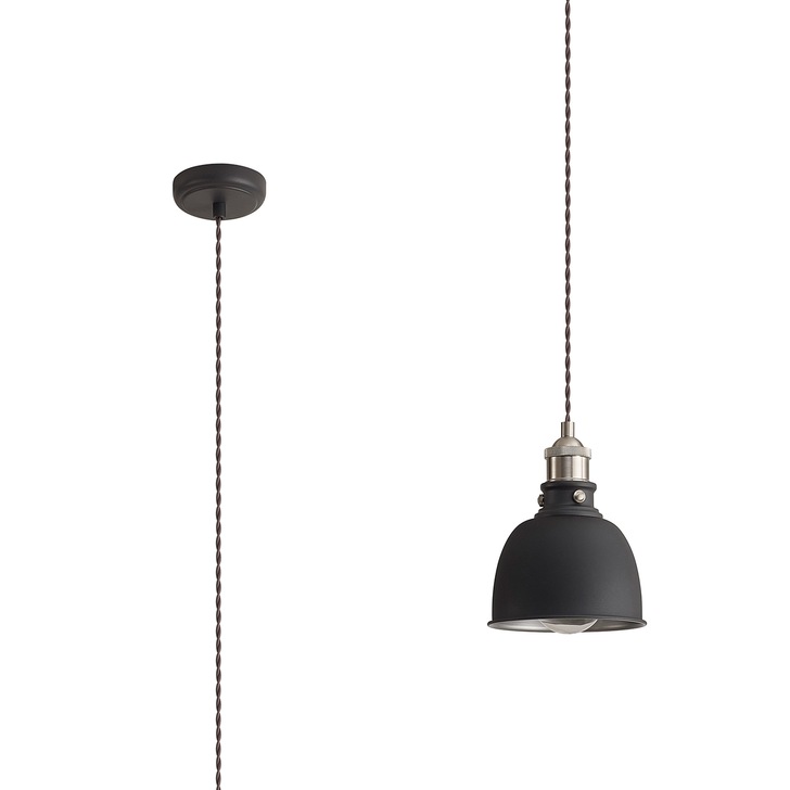 Idolite Musala Graphite Small Single Pendant Light With Satin Nickel & Silver Detailing