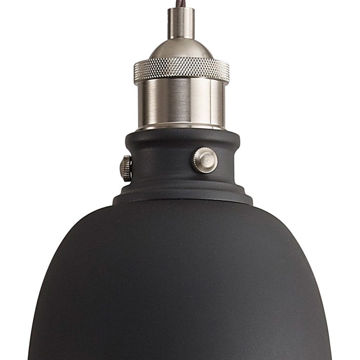 Idolite Musala Graphite Small Single Pendant Light With Satin Nickel & Silver Detailing