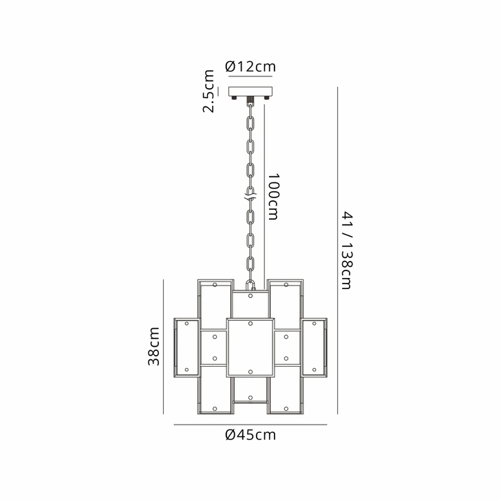 Idolite Natron 45cm Round Pendant/Semi Flush White Glass Alabaster: 7 x E14: 1m Chain: Gold/White Frosted
